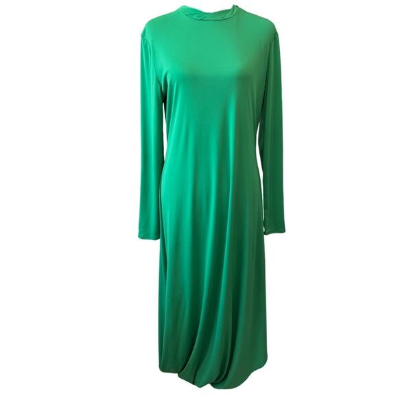 NWT ZARA Women's Green Long Sleeve Flowy Draped Dress Size L - Picture 4 of 10